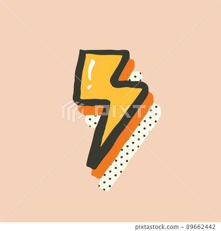 Lightning flash pop art card. Electric retro sign. Hand draw vector illustration 89662442