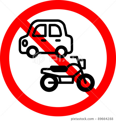 Cars, motorcycles and prohibition marks 89664288