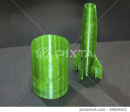 Object prototype printed on 3d printer from plastic filament close-up. Modern new prototyping technology. Additive automation manufacturing Fused deposition modeling. 3D printing technology 89664422