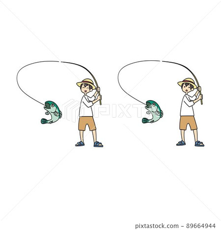 Boy fishing in the river (joy, surprise) Boy fishing in the river (joy, surprise) 89664944
