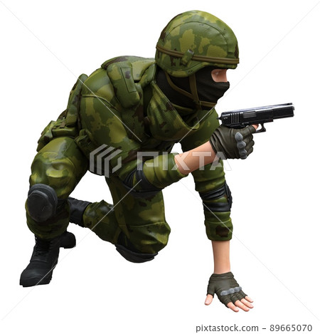 Soldier with a machine gun isolated white background 3d illustration Soldier with a machine gun isolated white background 3d illustration 89665070