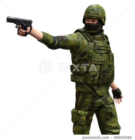 Soldier with a machine gun isolated white background 3d illustration Soldier with a machine gun isolated white background 3d illustration 89665090