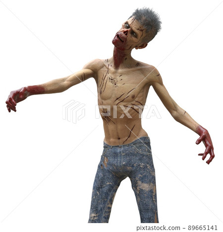 Zombie male isolated white background 3d illustration Zombie male isolated white background 3d illustration 89665141