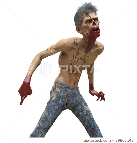 Zombie male isolated white background 3d illustration Zombie male isolated white background 3d illustration 89665142