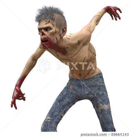 Zombie male isolated white background 3d illustration Zombie male isolated white background 3d illustration 89665143