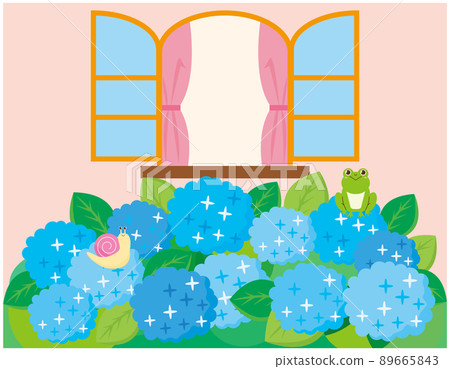Hydrangea window side vector illustration Hydrangea window side vector illustration 89665843