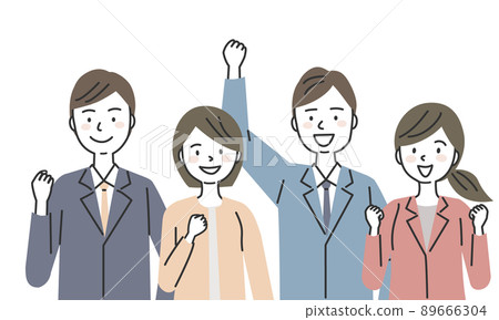 4 men and women in suits doing guts poses 89666304