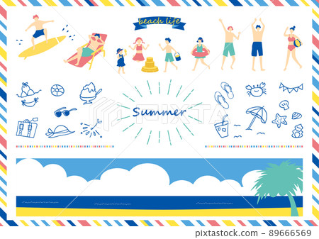 Summer material collection of people playing in the sea 89666569