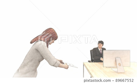 Office retirement notice female illustration CG Office retirement notice female illustration CG 89667552