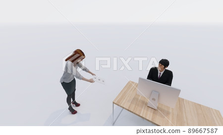 辦公室退休通知女性插畫 CG 辦公室退休通知女性插畫 CG 89667587