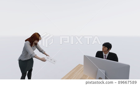 辦公室退休通知女性插畫 CG 辦公室退休通知女性插畫 CG 89667589