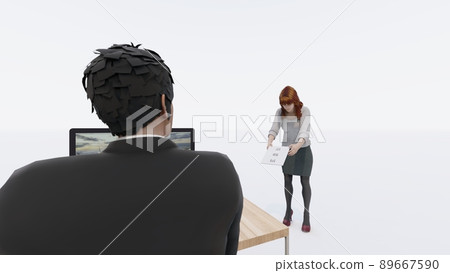 辦公室退休通知女性插畫 CG 辦公室退休通知女性插畫 CG 89667590