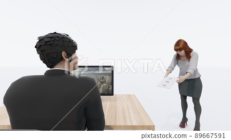 Office retirement notice female illustration CG Office retirement notice female illustration CG 89667591