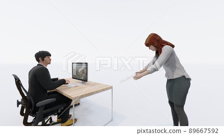 Office retirement notice female illustration CG Office retirement notice female illustration CG 89667592