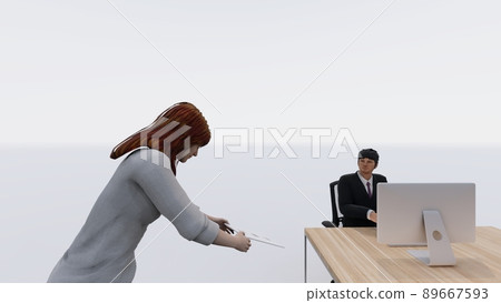 辦公室退休通知女性插畫 CG 辦公室退休通知女性插畫 CG 89667593