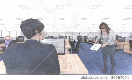 Office retirement notice female illustration CG Office retirement notice female illustration CG 89667664