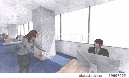 Office retirement notice female illustration CG Office retirement notice female illustration CG 89667665