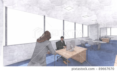 Office retirement notice female illustration CG 89667670