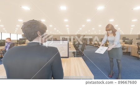 Office retirement notice female illustration CG Office retirement notice female illustration CG 89667680