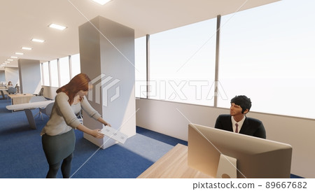 辦公室退休通知女性插畫 CG 辦公室退休通知女性插畫 CG 89667682