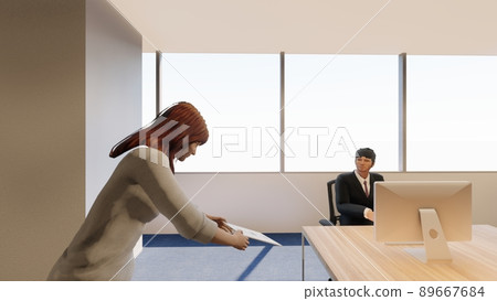 辦公室退休通知女性插畫 CG 89667684