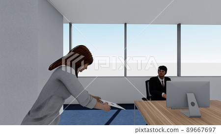 辦公室退休通知女性插畫 CG 辦公室退休通知女性插畫 CG 89667697