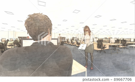 辦公室退休通知女性插畫 CG 辦公室退休通知女性插畫 CG 89667706