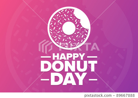 Happy Donut Day. Holiday concept. Template for background, banner, card, poster with text 89667888