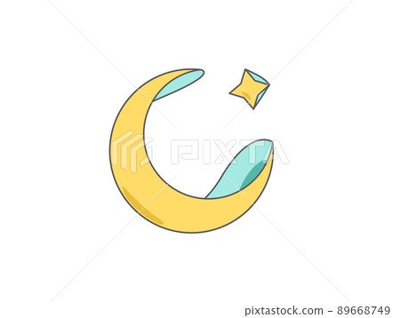 crescent moon and star design elements. Muslim islamic 89668749