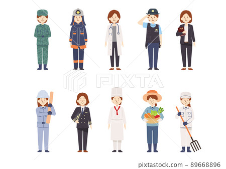 Illustrations of women of various professions 89668896