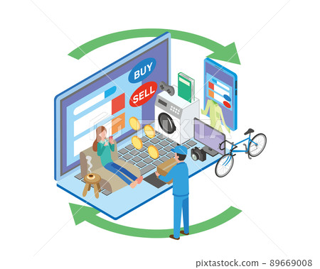 Image of buying and selling recycled used goods Image of buying and selling recycled used goods 89669008