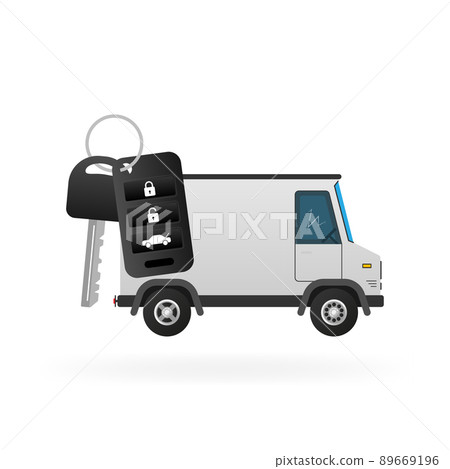 Flat truck with key icon on white background. Mockup template vector illustration 89669196
