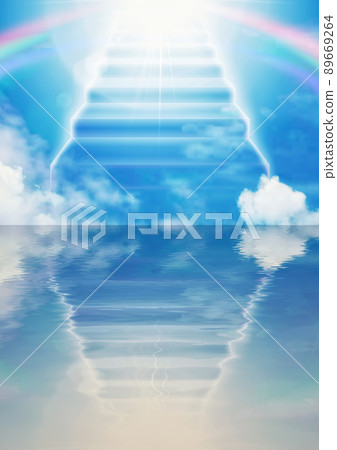 地平線上的雲梯到太陽的插圖 地平線上的雲梯到太陽的插圖 89669264