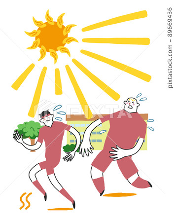 在烈日下奔跑的男學生或運動員插圖素材 89669436