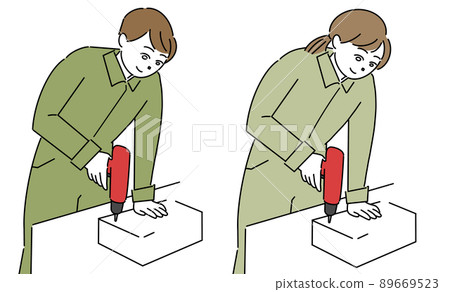 Illustration of men and women wearing work clothes working with a driver 89669523