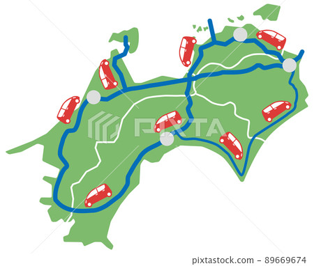 Main roads and cars in Shikoku 89669674
