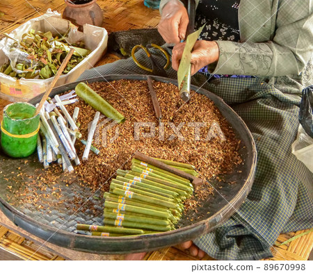 Cigar making work in the village of Inle Lake, Myanmar Cigar making work in the village of Inle Lake, Myanmar 89670998