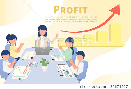 Employees discuss ideas for profitable organizations Employees discuss ideas for profitable organizations 89671367