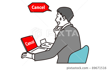 Asian businessman having trouble receiving cancellation notice Asian businessman having trouble receiving cancellation notice 89671516