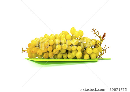 Ripe large bunch of grapes of sultana on white background Ripe large bunch of grapes of sultana on white background 89671755