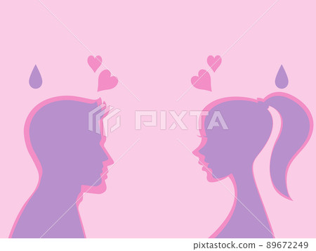 Illustration of the true feelings of men and women and the emotional silhouette of the tatemae Illustration of the true feelings of men and women and the emotional silhouette of the tatemae 89672249
