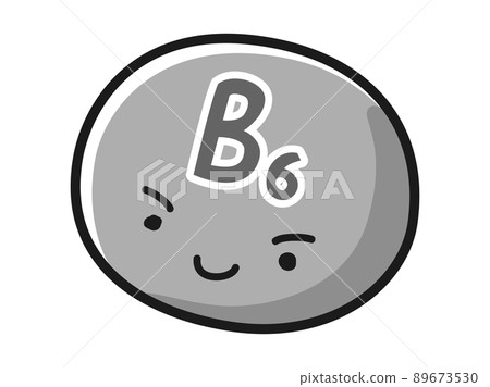 Vitamin B6 character illustration (black and white) 89673530