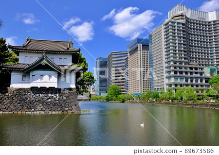 皇居的江戶城櫻田和大手町建築 皇居的江戶城櫻田和大手町建築 89673586