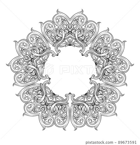 Interlacing circular abstract ornament in the medieval, 89673591