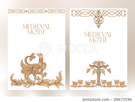 Byzantine traditional historical motifs of animals, birds Byzantine traditional historical motifs of animals, birds 89673596