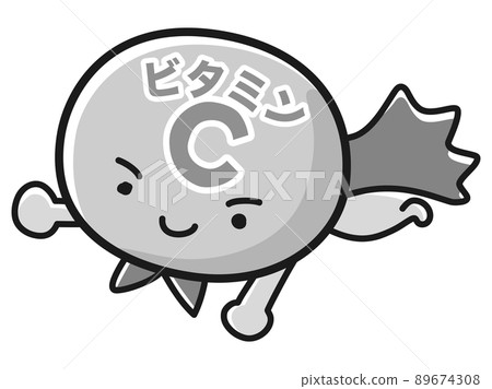 Vitamin C hero character illustration (black and white) Vitamin C hero character illustration (black and white) 89674308