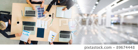 Business people group meeting shot from top widen view 89674448