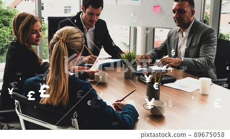 Conceptual vision of business people in corporate staff meeting Conceptual vision of business people in corporate staff meeting 89675058