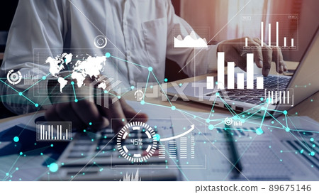Businessman analyze conceptual data of stock market research. 89675146