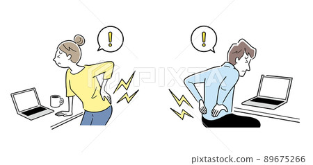 矢量圖素材:腰痛的男女,套裝 矢量圖素材:腰痛的男女,套裝 89675266